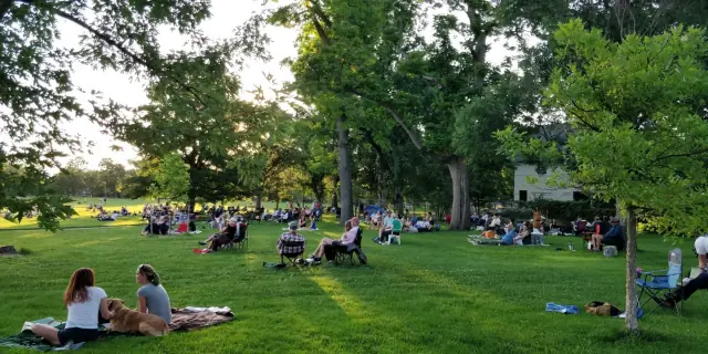 The audience listening at Washington Park