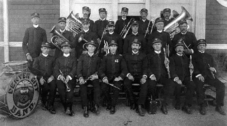 Historic photograph of the Denver Municipal Band from the 1800s